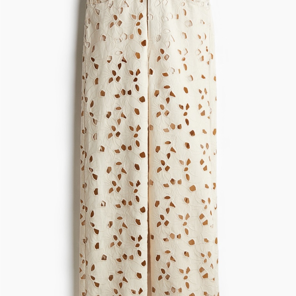 H&M Cream Lace Wide Leg Pants